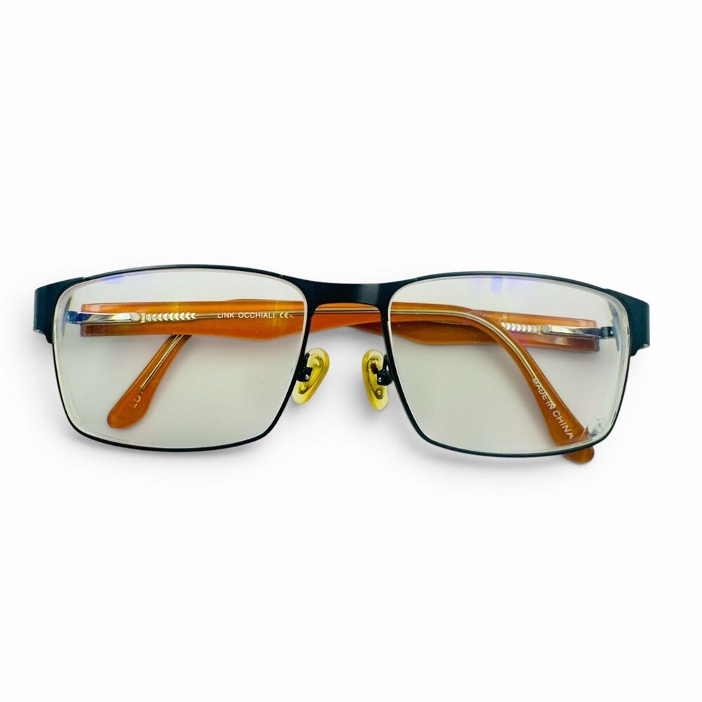 Link Occhiali 1158 Men's Eyeglasses 56-16-140 Black Orange Rectangle FRAMES ONLY